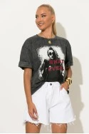 T-shirt με στάμπα woman what ever ανθρακί