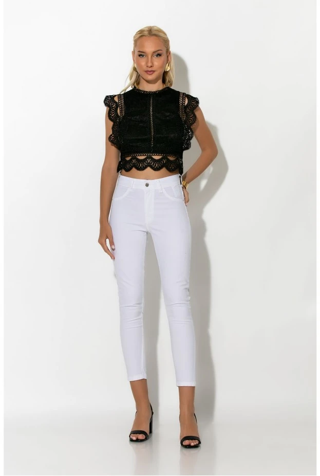 Παντελόνι slim fit λευκό