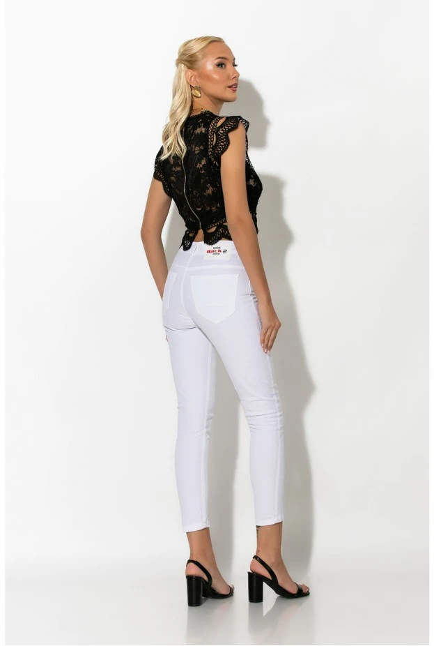 Παντελόνι slim fit λευκό