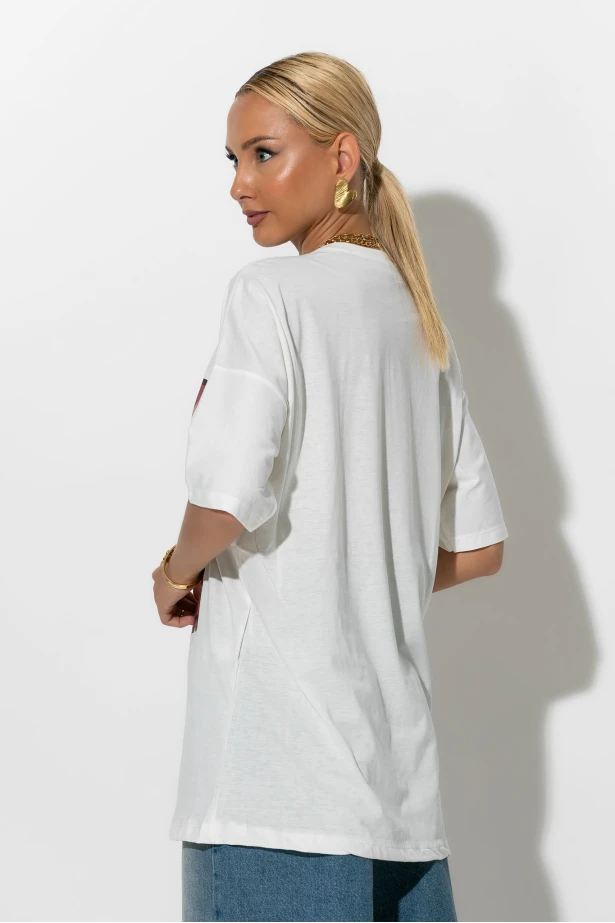 T-Shirt με στάμπα two girls λευκό T-Shirt με στάμπα two girls λευκό