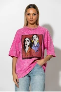 T-Shirt με στάμπα two girls ροζ T-Shirt με στάμπα two girls ροζ