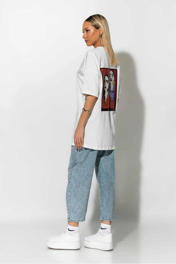 Oversized t-shirt με στάμπα new generation λευκό Oversized t-shirt με στάμπα new generation λευκό