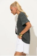 T-shirt με στάμπα woman what ever ανθρακί