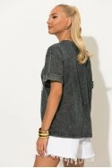 T-shirt με στάμπα woman what ever ανθρακί