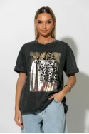 T-Shirt με στάμπα red heels ανθρακί