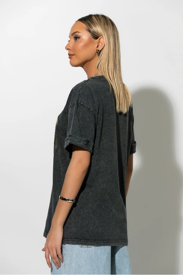 T-Shirt με στάμπα red heels ανθρακί