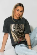 T-Shirt με στάμπα red heels ανθρακί