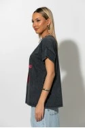 T-Shirt με στάμπα spicy love ανθρακί T-Shirt με στάμπα spicy love ανθρακί