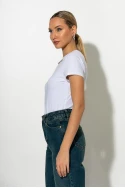 T-shirt με στρας στην λαιμόκοψη και στάμπα princess λευκό