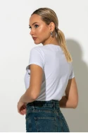 T-shirt με στρας στην λαιμόκοψη και στάμπα princess λευκό