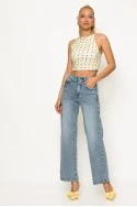 Crop top τιραντέ πουά κίτρινο