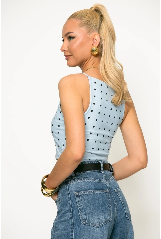Crop top τιραντέ πουά σιέλ
