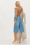 Halter top με cups και δέσιμο στο λαιμό και στην πλάτη σιέλ