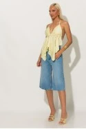 Halter top με cups και δέσιμο στο λαιμό και στην πλάτη κίτρινο