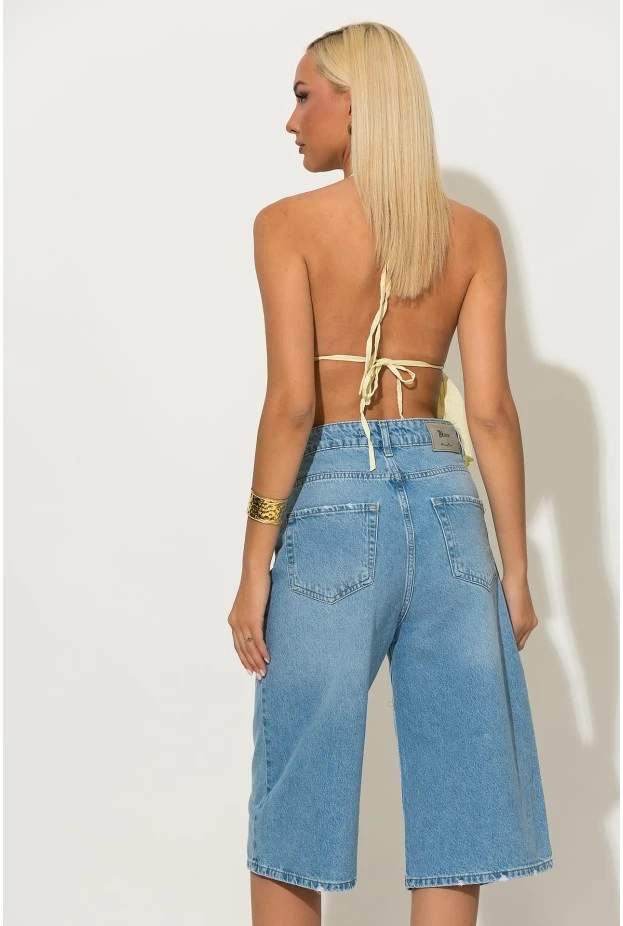 Halter top με cups και δέσιμο στο λαιμό και στην πλάτη κίτρινο