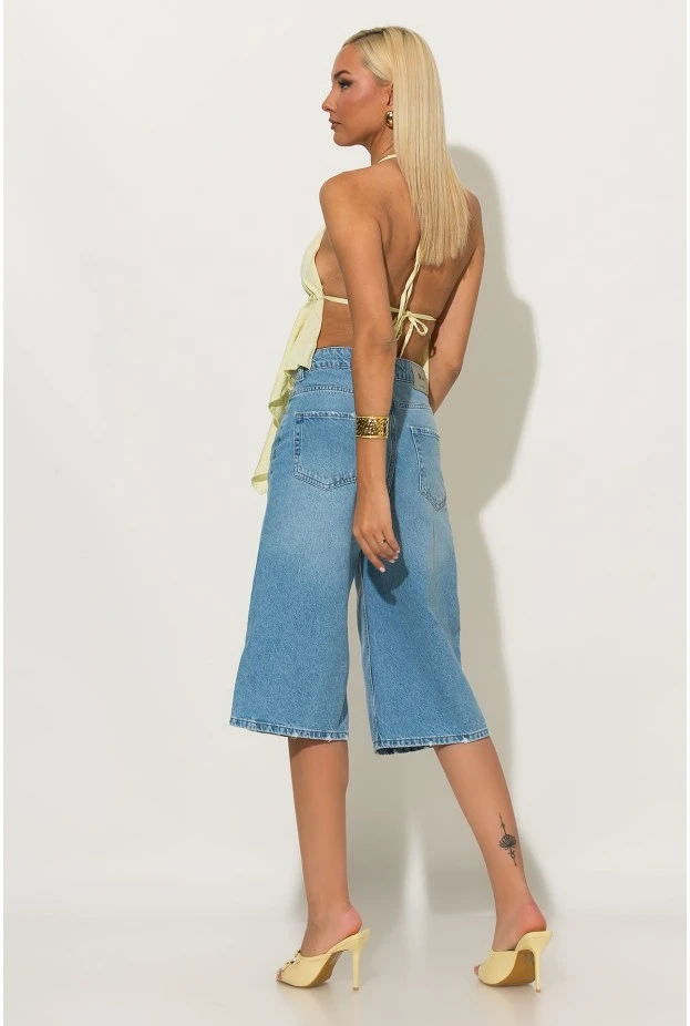 Halter top με cups και δέσιμο στο λαιμό και στην πλάτη κίτρινο