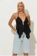 Halter top με cups και δέσιμο στο λαιμό και στην πλάτη μαύρο