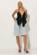 Halter top με cups και δέσιμο στο λαιμό και στην πλάτη μαύρο