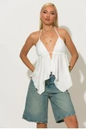 Halter top με cups και δέσιμο στο λαιμό και στην πλάτη λευκό