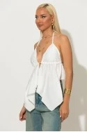 Halter top με cups και δέσιμο στο λαιμό και στην πλάτη λευκό