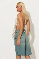 Halter top με cups και δέσιμο στο λαιμό και στην πλάτη μπεζ