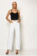 Crop top ριπ τιραντέ με διακοσμητικά κουμπιά μαύρο