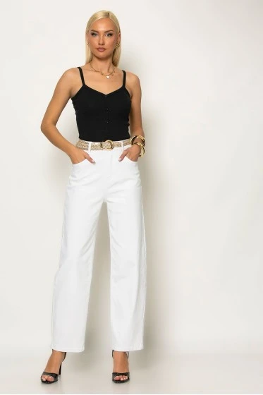 Crop top ριπ τιραντέ με διακοσμητικά κουμπιά μαύρο