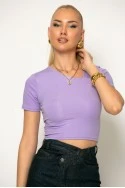 Cropped κοντομάνικη μπλούζα με ασύμμετρη λαιμόκοψη λιλ΄΄α