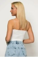 Crop top με λεπτή τιράντα λευκό