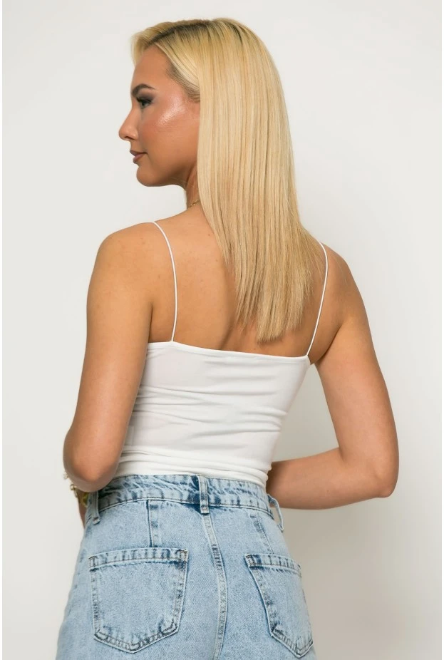 Crop top με λεπτή τιράντα λευκό