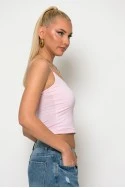 Crop top με λεπτή τιράντα ροζ