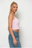 Crop top με λεπτή τιράντα ροζ