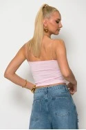 Crop top με λεπτή τιράντα ροζ