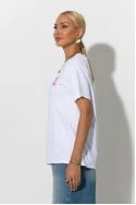 Oversized t-shirt με στάμπα cherie λευκό-ροζ Oversized t-shirt με στάμπα cherie λευκό-ροζ