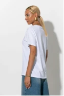 Oversized t-shirt με στάμπα cherie λευκό-ροζ Oversized t-shirt με στάμπα cherie λευκό-ροζ