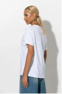 Oversized t-shirt με στάμπα cherie λευκό-μαύρο Oversized t-shirt με στάμπα cherie λευκό-μαύρο