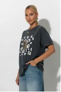 T-Shirt με στάμπα leopard ανθρακί T-Shirt με στάμπα leopard ανθρακί