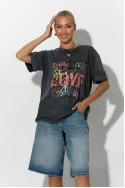 T-Shirt με στάμπα graffiti ανθρακί 