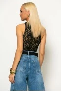 Κορμάκι αμάνικο δαντέλα μαύρο