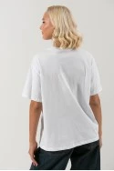 T-shirt με πέρλες και στρας λευκό