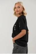 T-shirt με πέρλες και στρας μαύρο