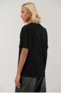 T-shirt με πέρλες και στρας μαύρο