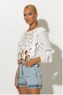 Crochet μπλούζα με βολάν λευκό Crochet μπλούζα με βολάν λευκό