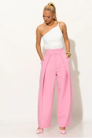 Crop top γκοφρέ με έναν ώμο και αγκράφα πούρο