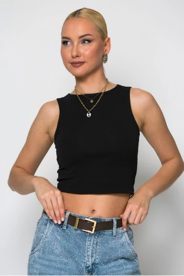 Crop top μαύρο