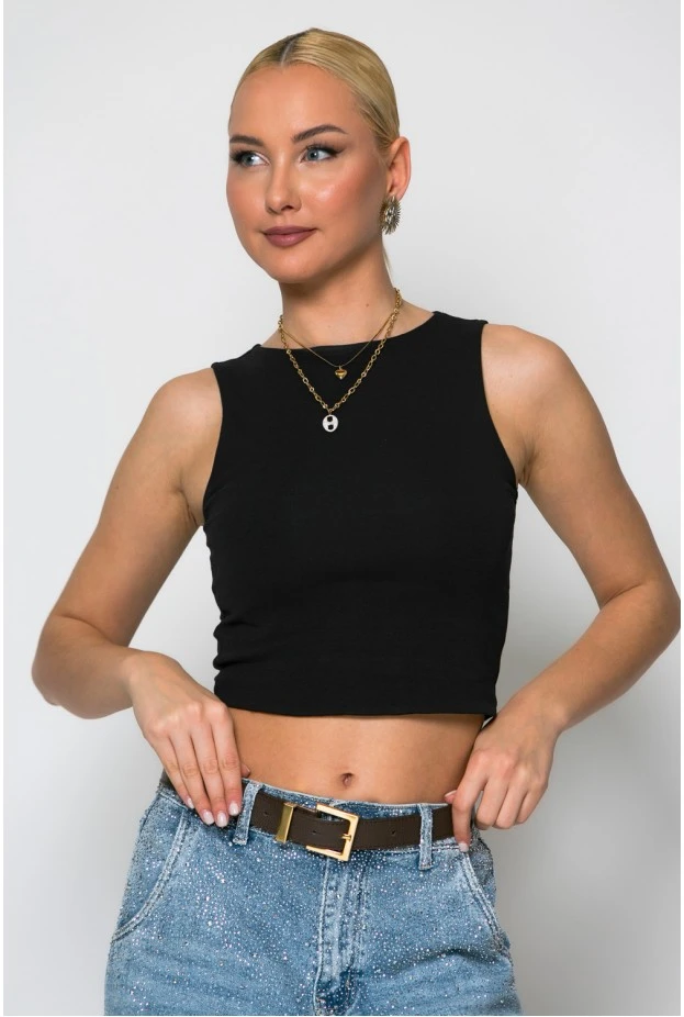 Crop top μαύρο