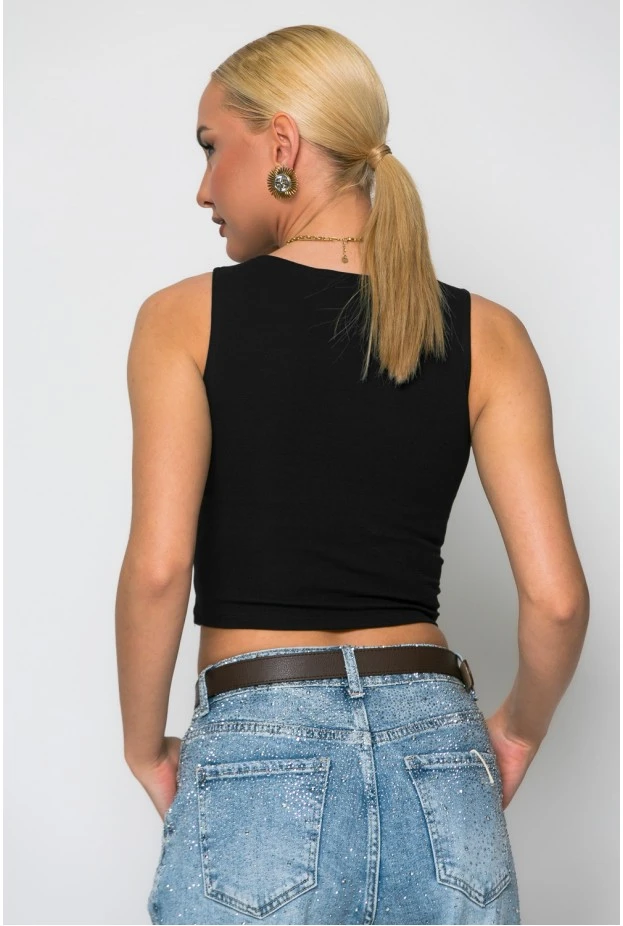 Crop top μαύρο