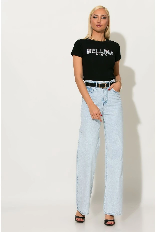T-shirt με στρας bellina μαύρο