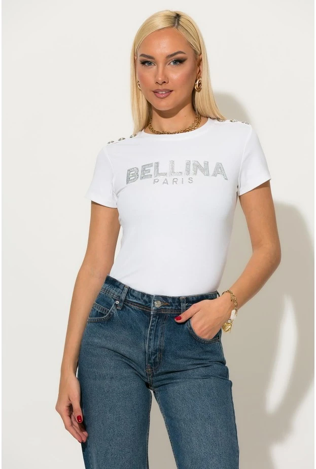 T-shirt με στρας bellina λευκό