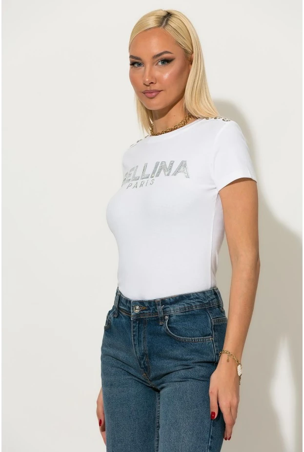 T-shirt με στρας bellina λευκό